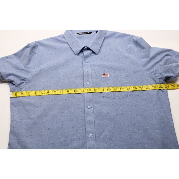 Travis Mathew Men's Eagle Pride Button Up Short Sleeve Shirt Blue W/Speckles XL - Picture 5 of 9